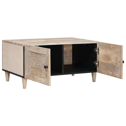 Table basse Beige 80 x 50 x 40 cm bois de manguier massif
