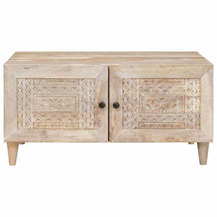 Table basse Beige 80 x 50 x 40 cm bois de manguier massif