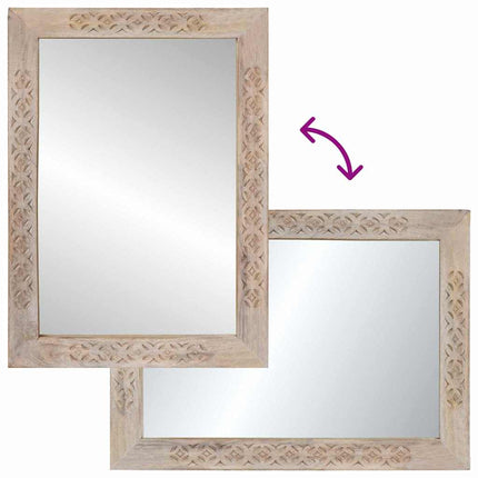 Miroir avec miroir Blanc 57 x 70 x 3 cm bois de manguier massif