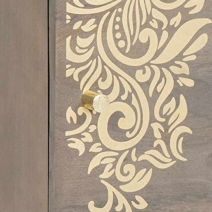 Cabinet de chevet Gris 40 x 33 x 46 cm bois de manguier massif