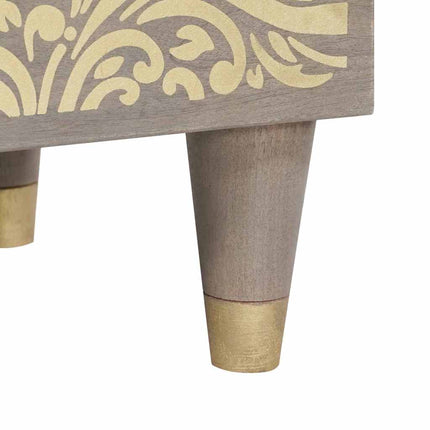 Cabinet de chevet Gris 40 x 33 x 46 cm bois de manguier massif