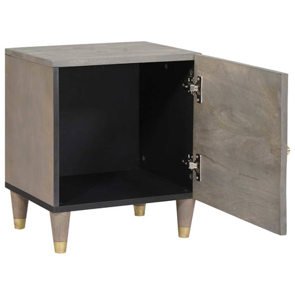 Cabinet de chevet Gris 40 x 33 x 46 cm bois de manguier massif