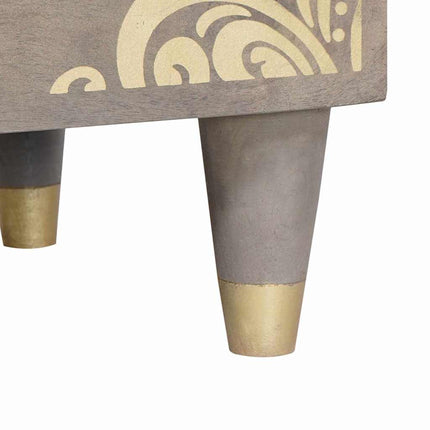 Cabinet de chevet Gris 40 x 33 x 46 cm bois de manguier massif