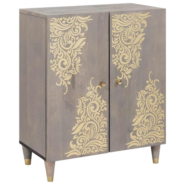 Buffet Gris et or 60 x 33.5 x 75 cm Bois de manguier massif