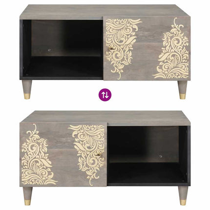 Table basse Gris 80 x 50 x 40 cm bois de manguier massif