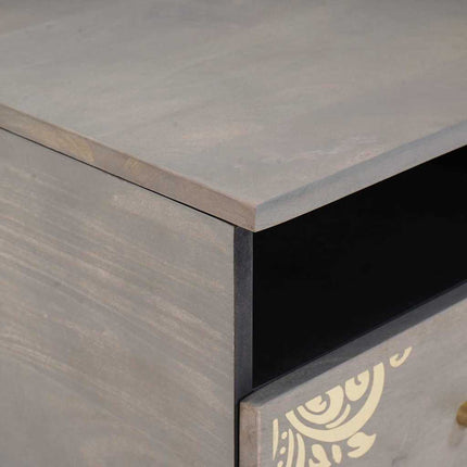 Table basse Gris 80 x 54 x 40 cm bois de manguier massif
