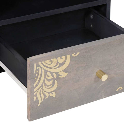 Table basse Gris 80 x 54 x 40 cm bois de manguier massif