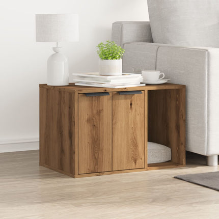 Meuble de bac à litière pour chat chêne artisanal 60x40x40 cm