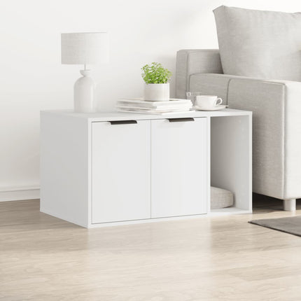 Meuble de bac à litière pour chat blanc bois d'ingénierie