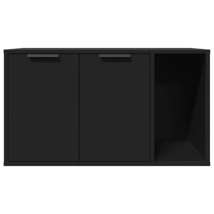 Meuble de bac à litière pour chat noir bois d'ingénierie