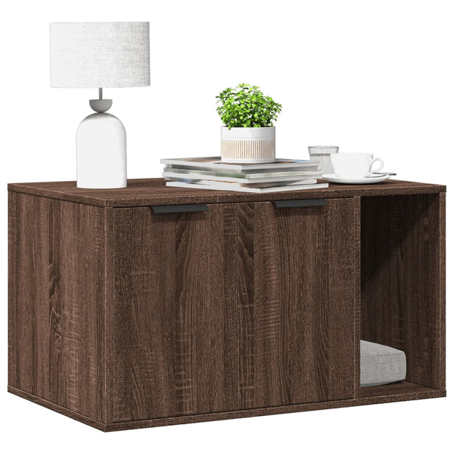 Meuble de bac à litière pour chat chêne marron bois ingénierie