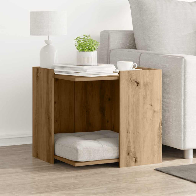 Meuble de bac à litière pour chat chêne artisanal 53x53x51 cm