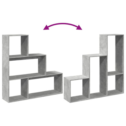 Étagère séparatrice de pièce 3 niveaux gris béton 123x29x123 cm