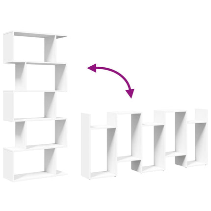 Bibliothèque séparateur de pièce à 5 niveaux Blanc 70 x 24 x 161 cm Bois d'ingénierie