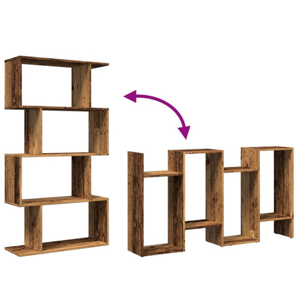 Étagère séparatrice de pièce à 4 niveaux vieux bois 70x24x129cm