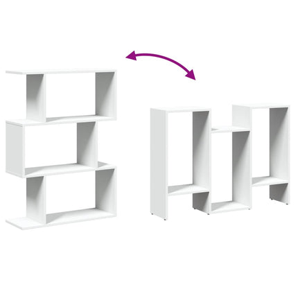 Bibliothèque séparateur de pièce à 3 niveaux Blanc 70 x 24 x 97 cm Bois d'ingénierie