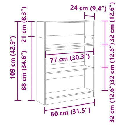 Bibliothèque chêne sonoma 80x24x109 cm bois d'ingénierie