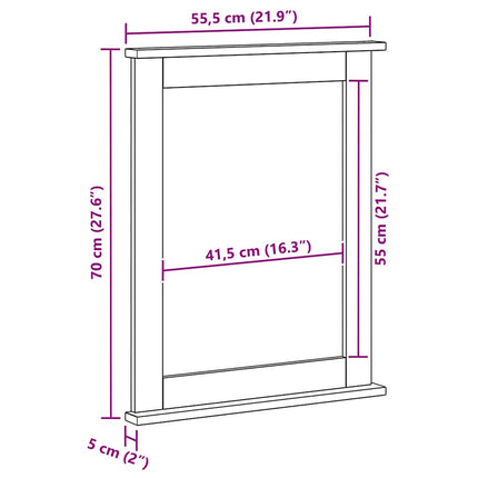 Miroir VIGO marron miel 55,5 x 5 x 70 cm Bois massif en pin