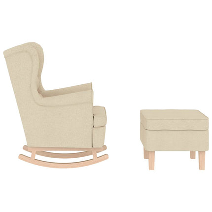 Chaise à bascule avec repose-pied Crème Tissu