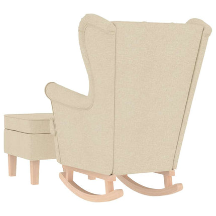 Chaise à bascule avec repose-pied Crème Tissu