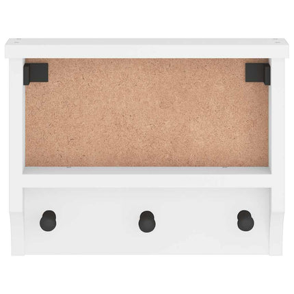 Porte-manteau mural SANDNES blanc 45x12x35 cm bois massif pin