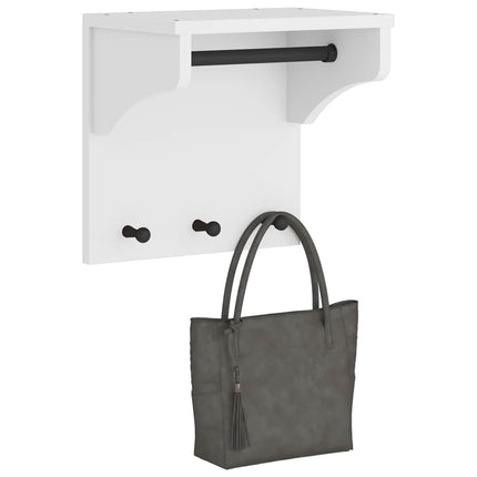 Porte-manteau mural SANDNES blanc 43x30x42 cm bois massif pin