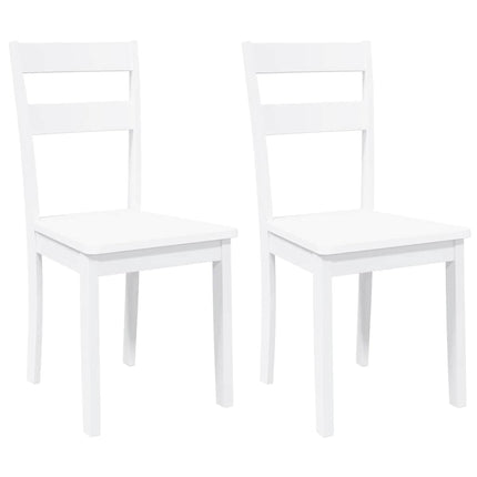 Chaises à manger 2 pcs blanc bois massif caoutchouc