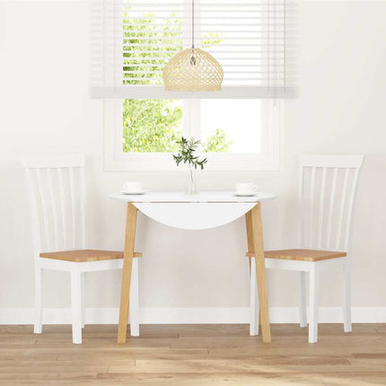 Chaises à manger 2 pcs blanc bois massif caoutchouc