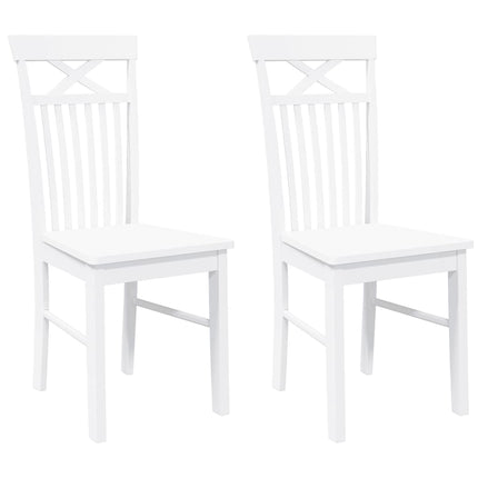 Chaises à manger 2 pcs blanc bois massif caoutchouc