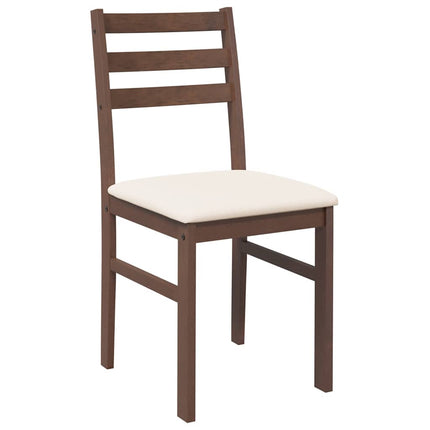 Chaises à manger coussins 2 pcs marron bois massif caoutchouc