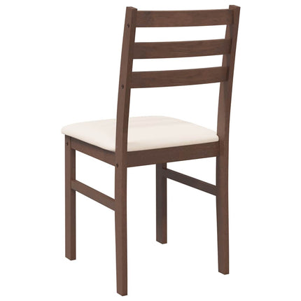 Chaises à manger coussins 2 pcs marron bois massif caoutchouc