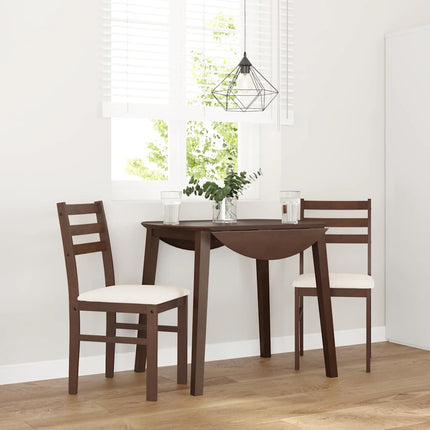 Chaises à manger coussins 2 pcs marron bois massif caoutchouc