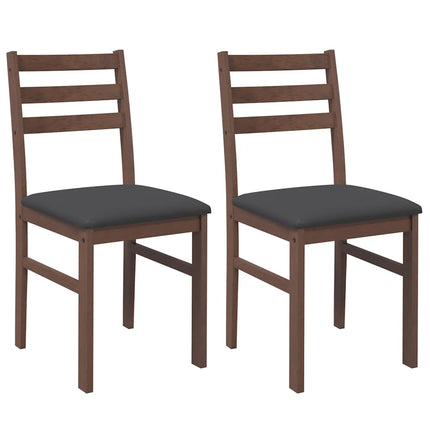 Chaises à manger coussins 2 pcs marron bois massif caoutchouc