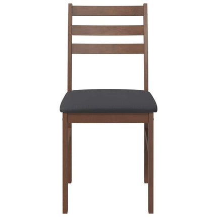 Chaises à manger coussins 2 pcs marron bois massif caoutchouc
