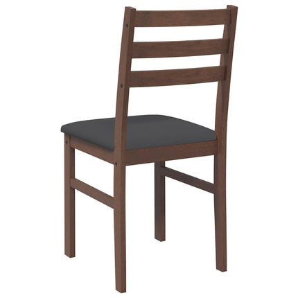 Chaises à manger coussins 2 pcs marron bois massif caoutchouc