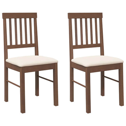 Chaises à manger coussins 2 pcs marron bois massif caoutchouc