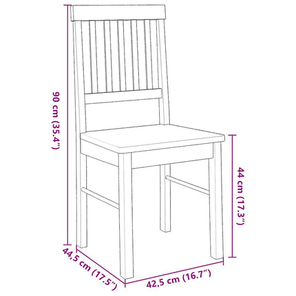 Chaises à manger 2 pcs bois massif caoutchouc
