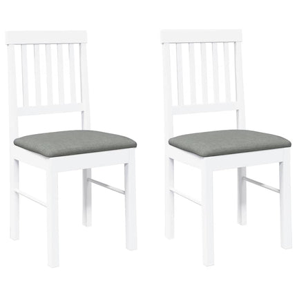 Chaises à manger coussins 2 pcs blanc bois massif caoutchouc