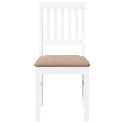 Chaises à manger coussins 2 pcs blanc bois massif caoutchouc