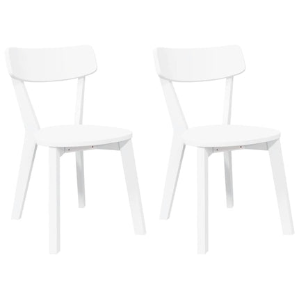 Chaises à manger 2 pcs blanc bois massif caoutchouc