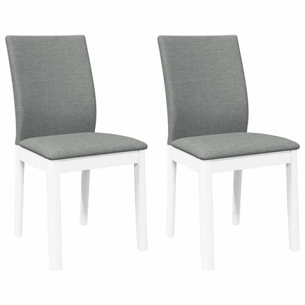Chaises à manger coussins 2 pcs blanc bois massif caoutchouc