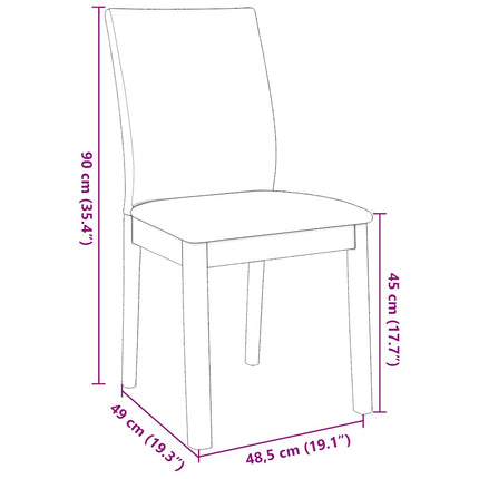 Chaises à manger coussins 2 pcs blanc bois massif caoutchouc