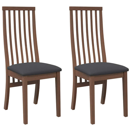 Chaises à manger coussins 2 pcs marron bois massif caoutchouc