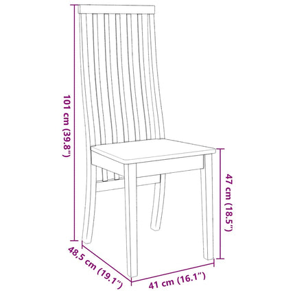Chaises à manger 2 pcs bois massif caoutchouc