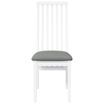 Chaises à manger coussins 2 pcs blanc bois massif caoutchouc
