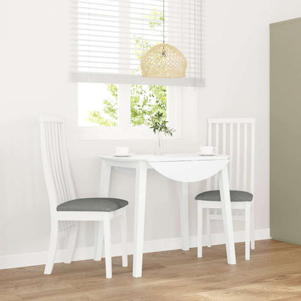 Chaises à manger coussins 2 pcs blanc bois massif caoutchouc