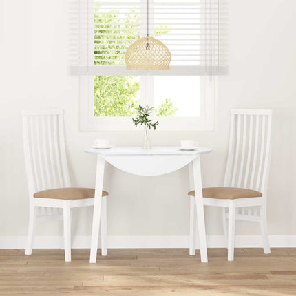 Chaises à manger coussins 2 pcs blanc bois massif caoutchouc