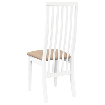 Chaises à manger coussins 2 pcs blanc bois massif caoutchouc