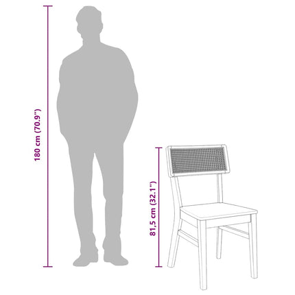 Chaises à manger 2 pcs bois massif caoutchouc