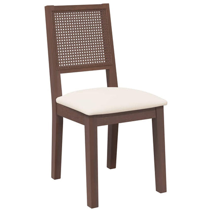 Chaises à manger coussins 2 pcs marron bois massif caoutchouc